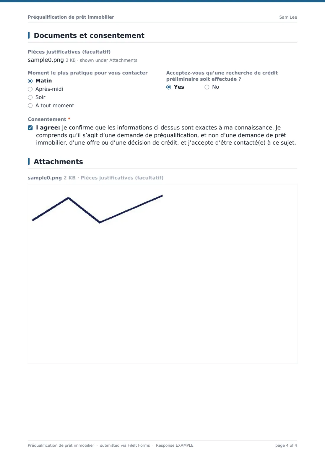 Préqualification de prêt immobilier — exemple de réponse au format PDF, page 4 sur 4