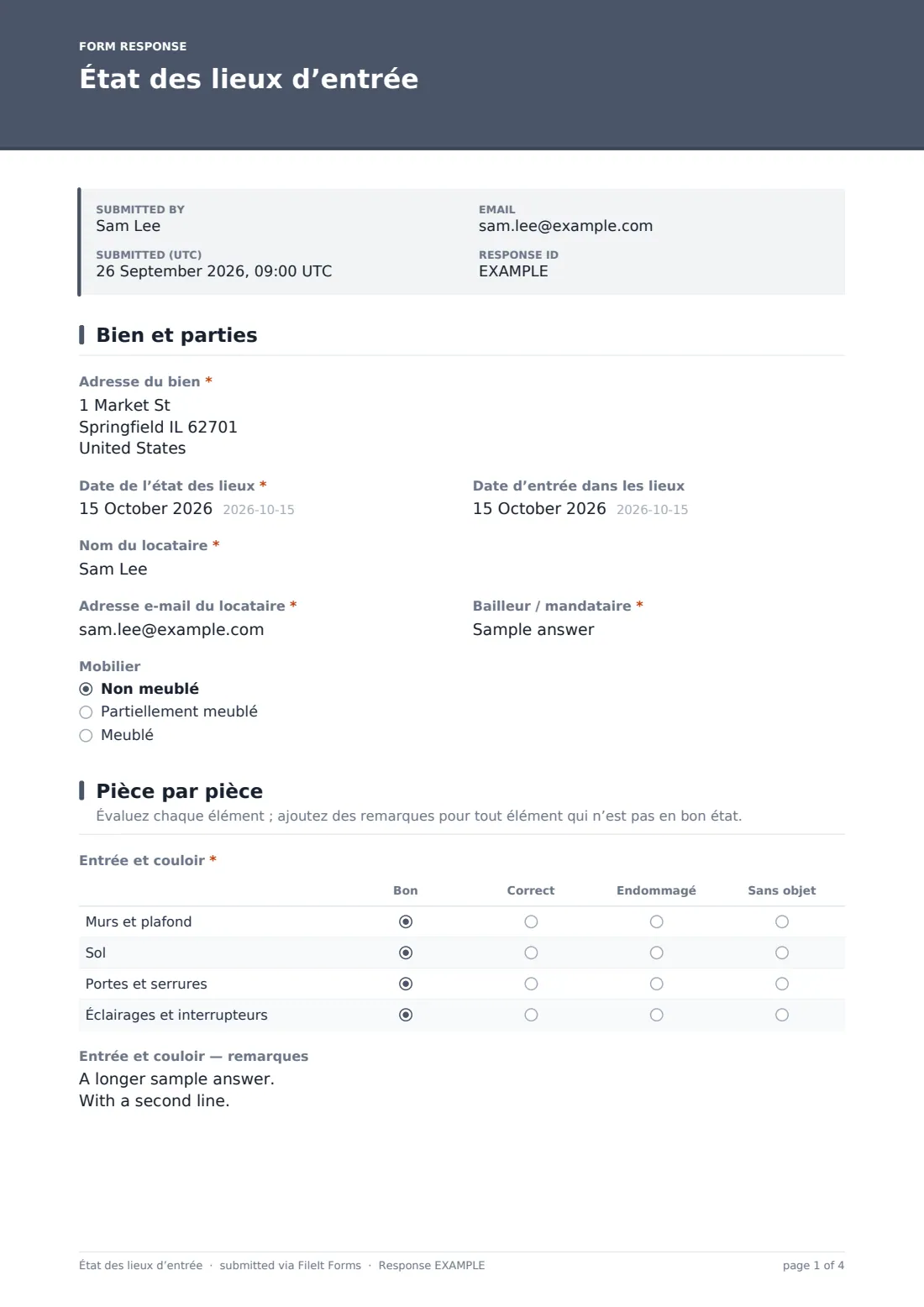 État des lieux d’entrée — exemple de réponse au format PDF, page 1 sur 4