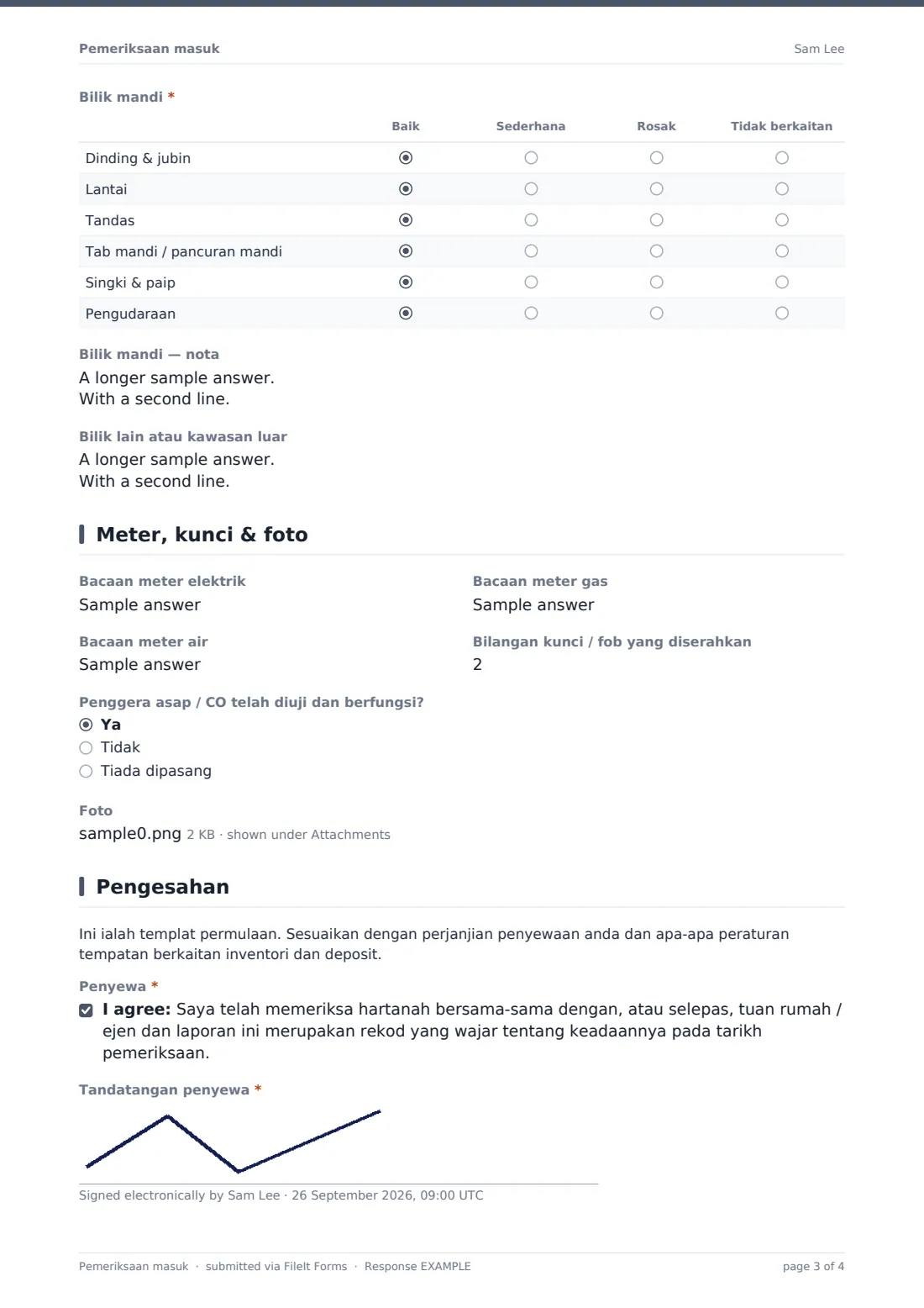 Pemeriksaan masuk — PDF respons contoh, halaman 3 daripada 4
