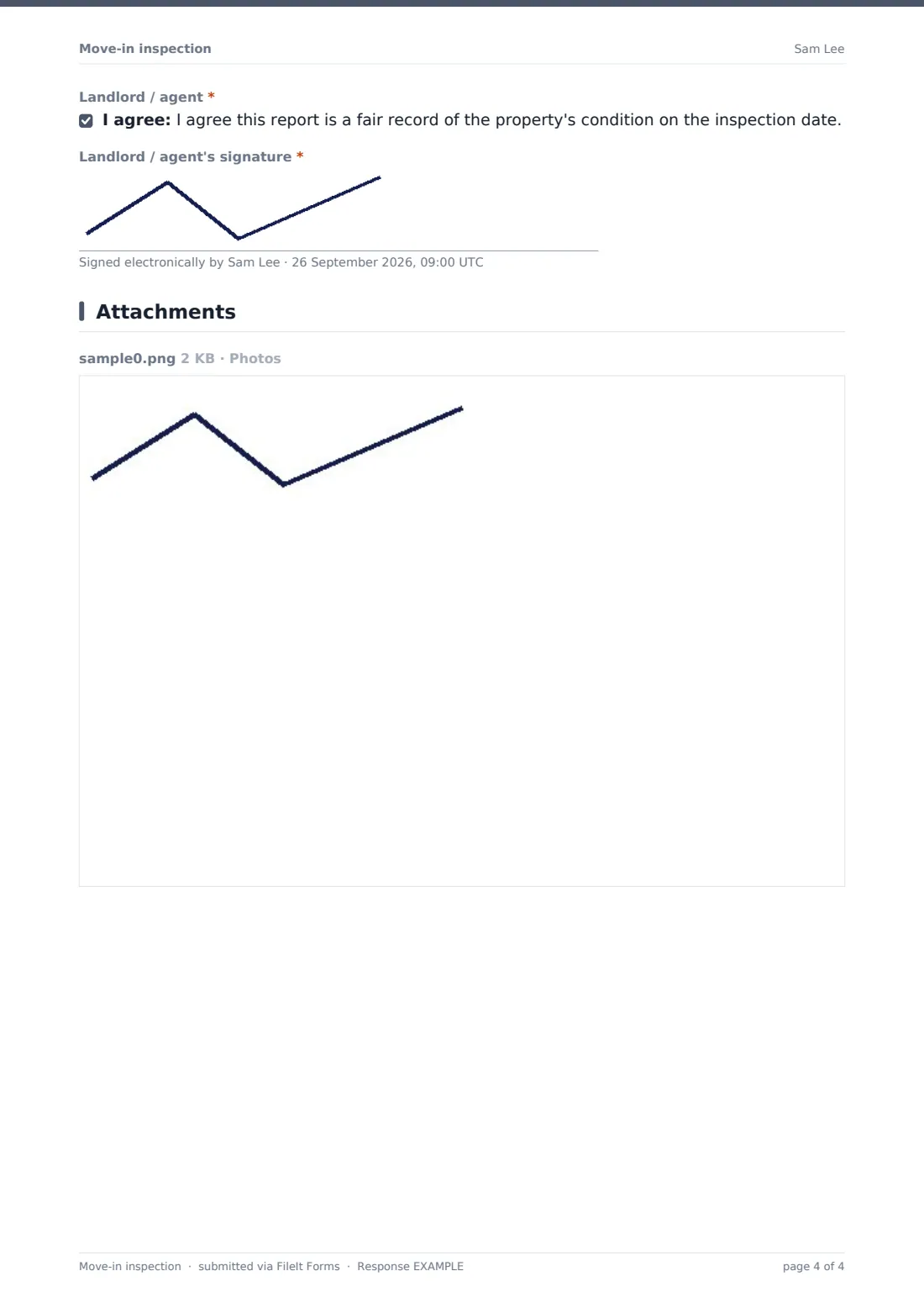 Move-in inspection — example response PDF, page 4 of 4