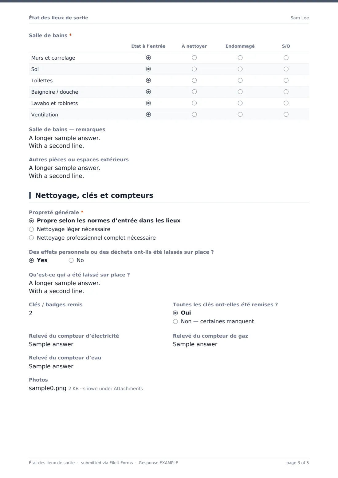 État des lieux de sortie — exemple de réponse au format PDF, page 3 sur 5