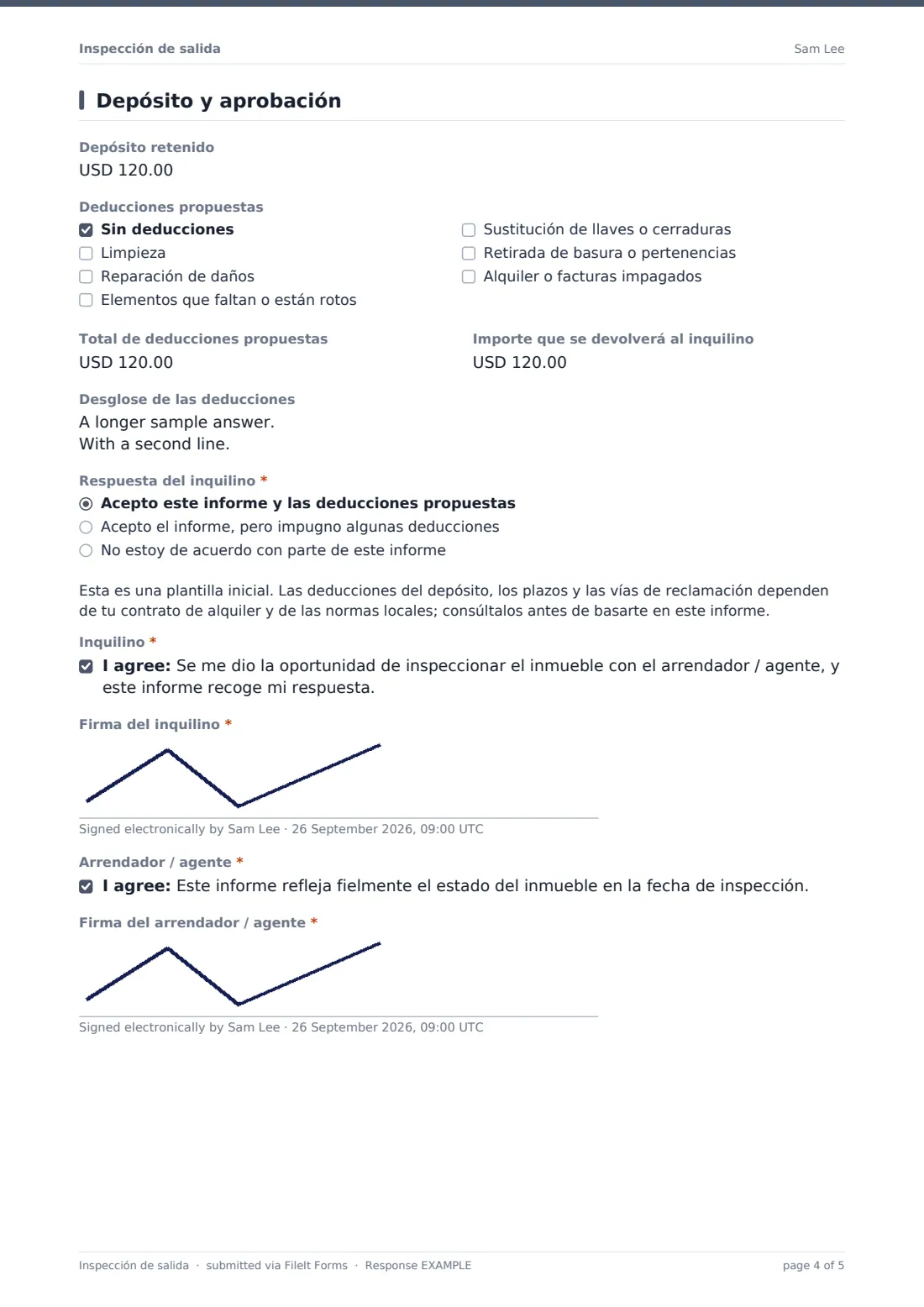 Inspección de salida — PDF de respuesta de ejemplo, página 4 de 5