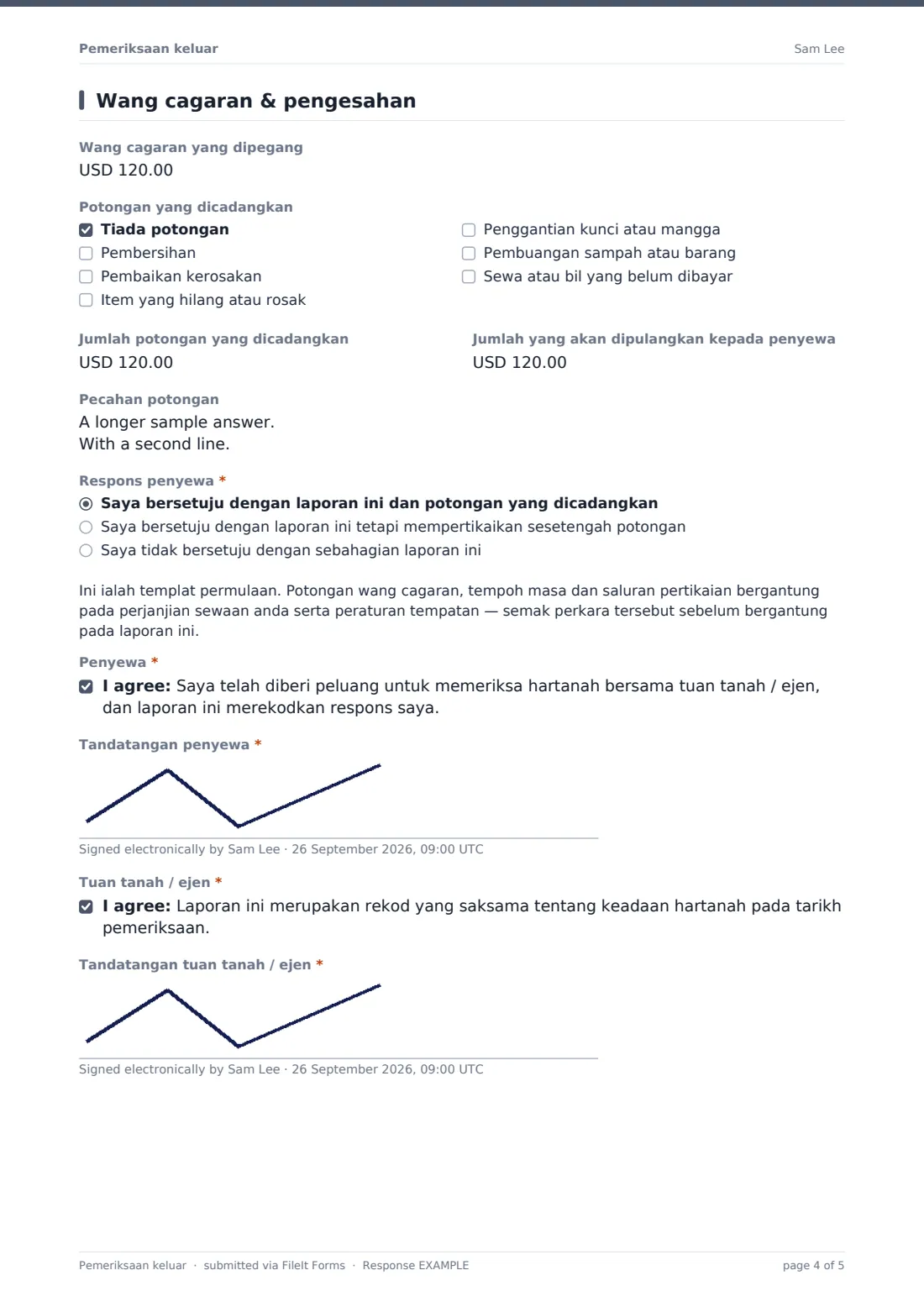 Pemeriksaan keluar — PDF respons contoh, halaman 4 daripada 5