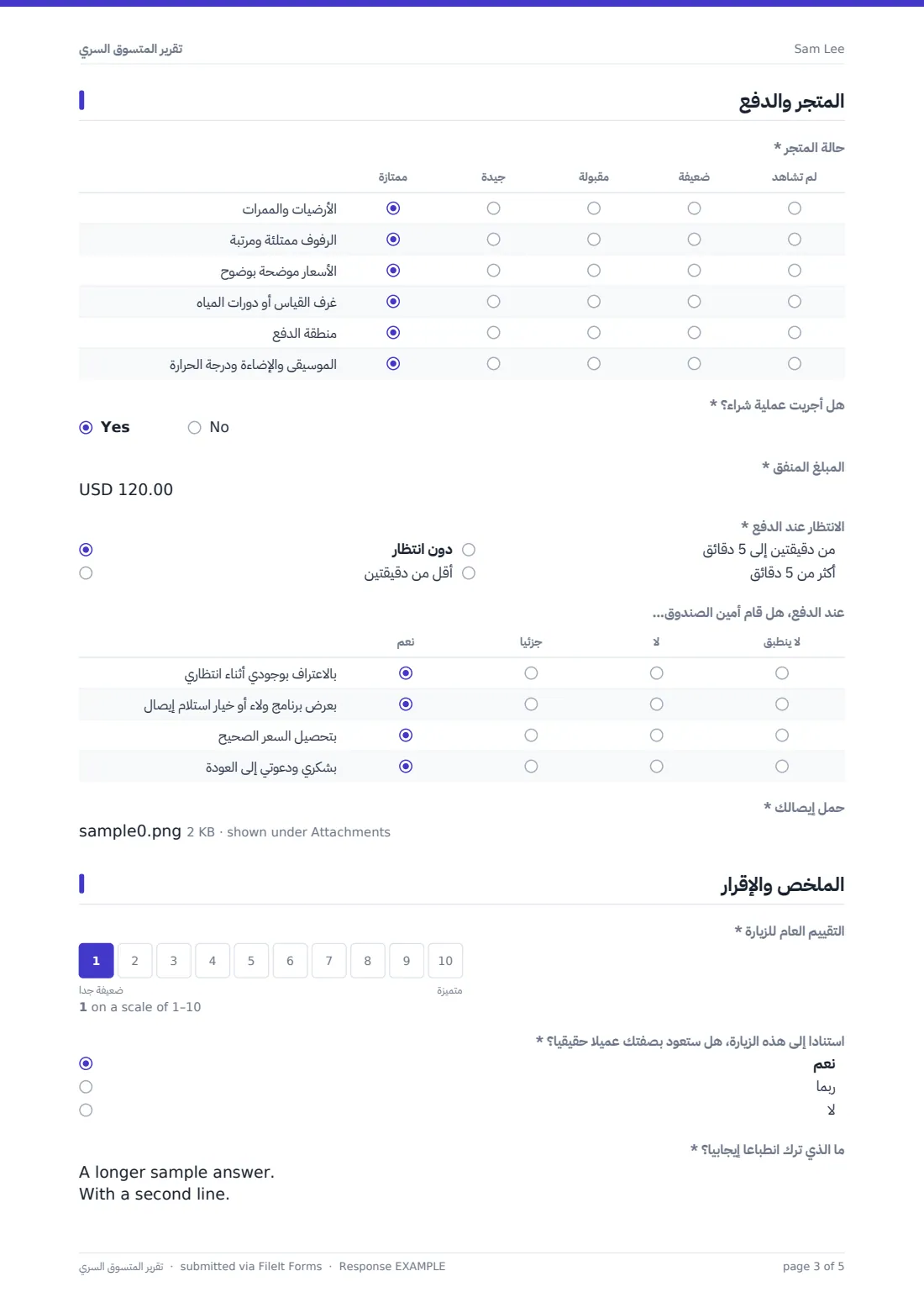 تقرير المتسوق السري — ملف PDF لرد نموذجي، الصفحة 3 من 5