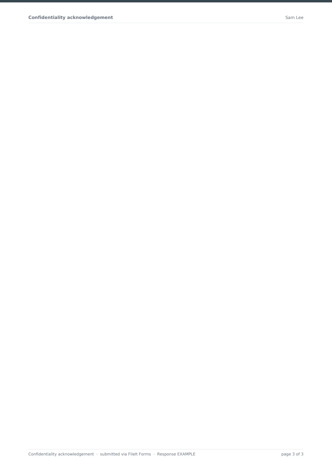 Confidentiality acknowledgement — example response PDF, page 3 of 3
