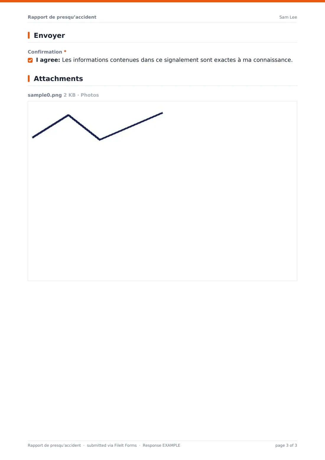 Rapport de presqu’accident — exemple de réponse au format PDF, page 3 sur 3