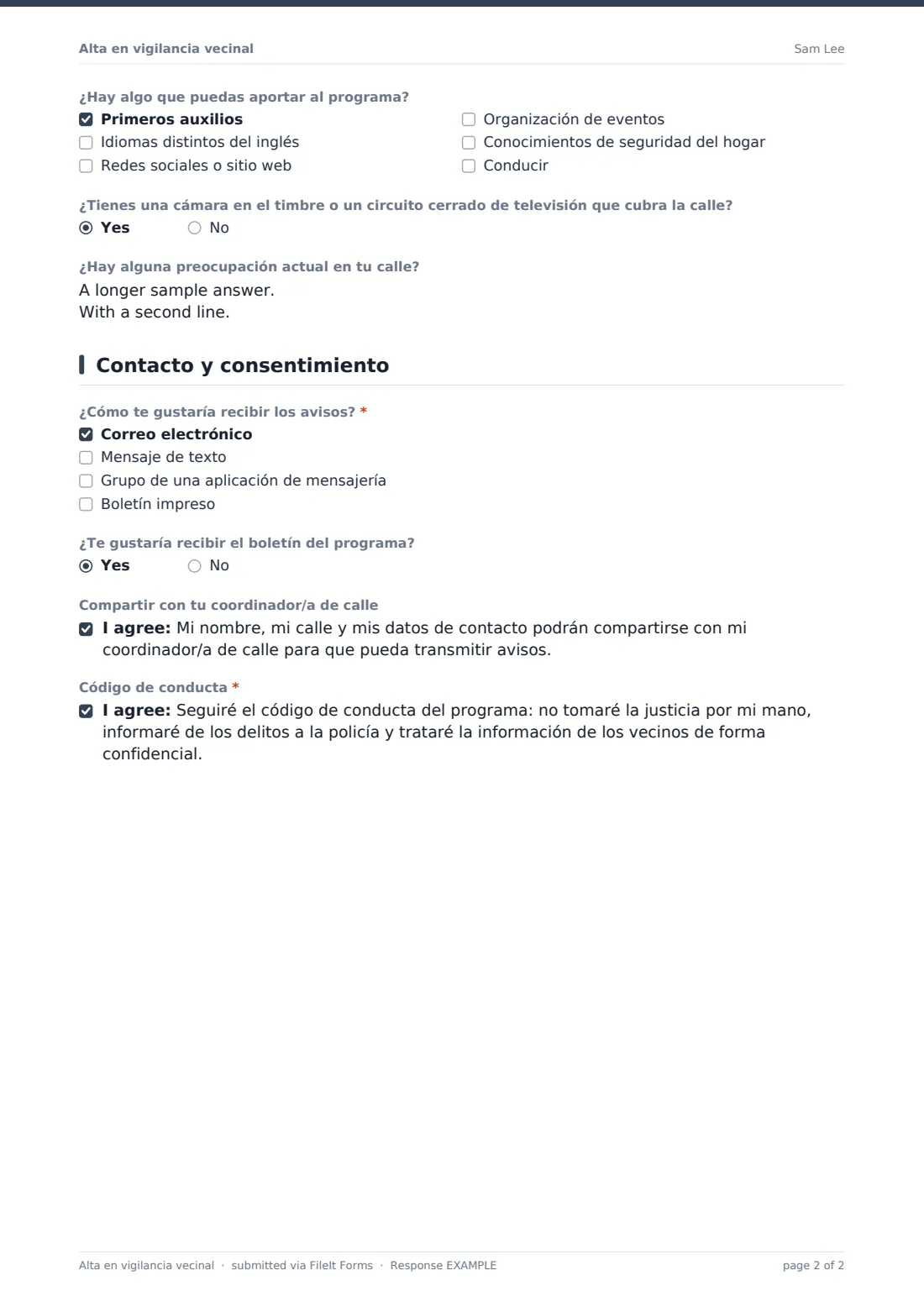 Alta en vigilancia vecinal — PDF de respuesta de ejemplo, página 2 de 2