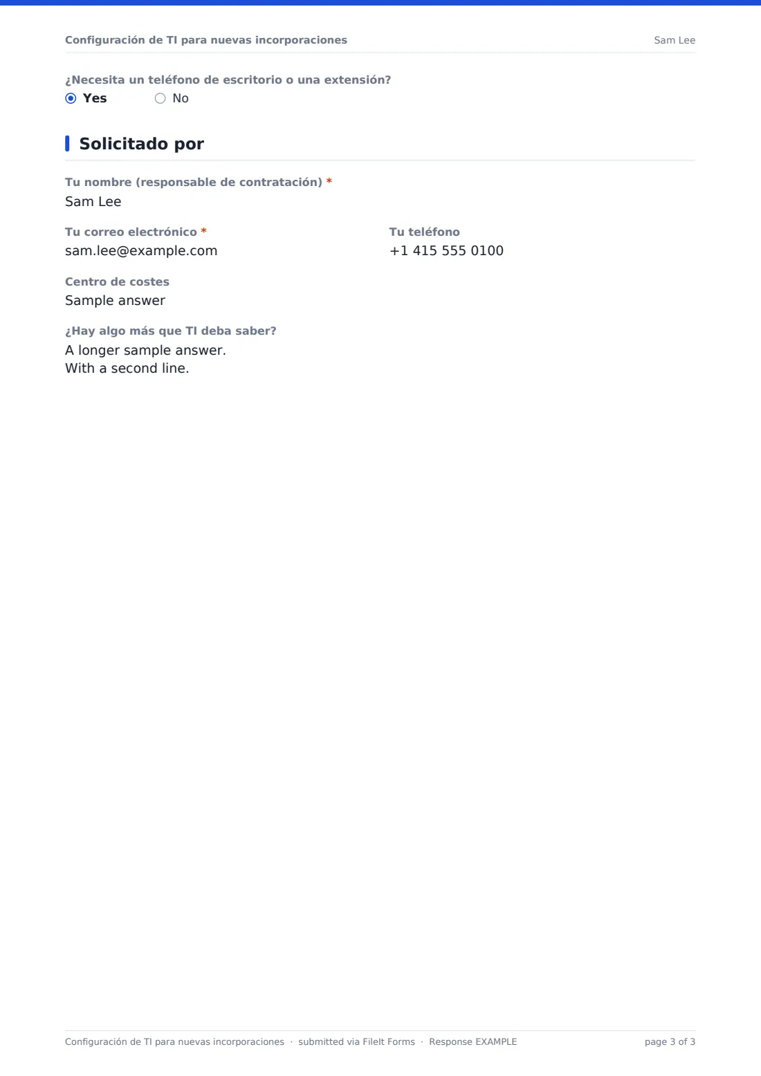 Configuración de TI para nuevas incorporaciones — PDF de respuesta de ejemplo, página 3 de 3