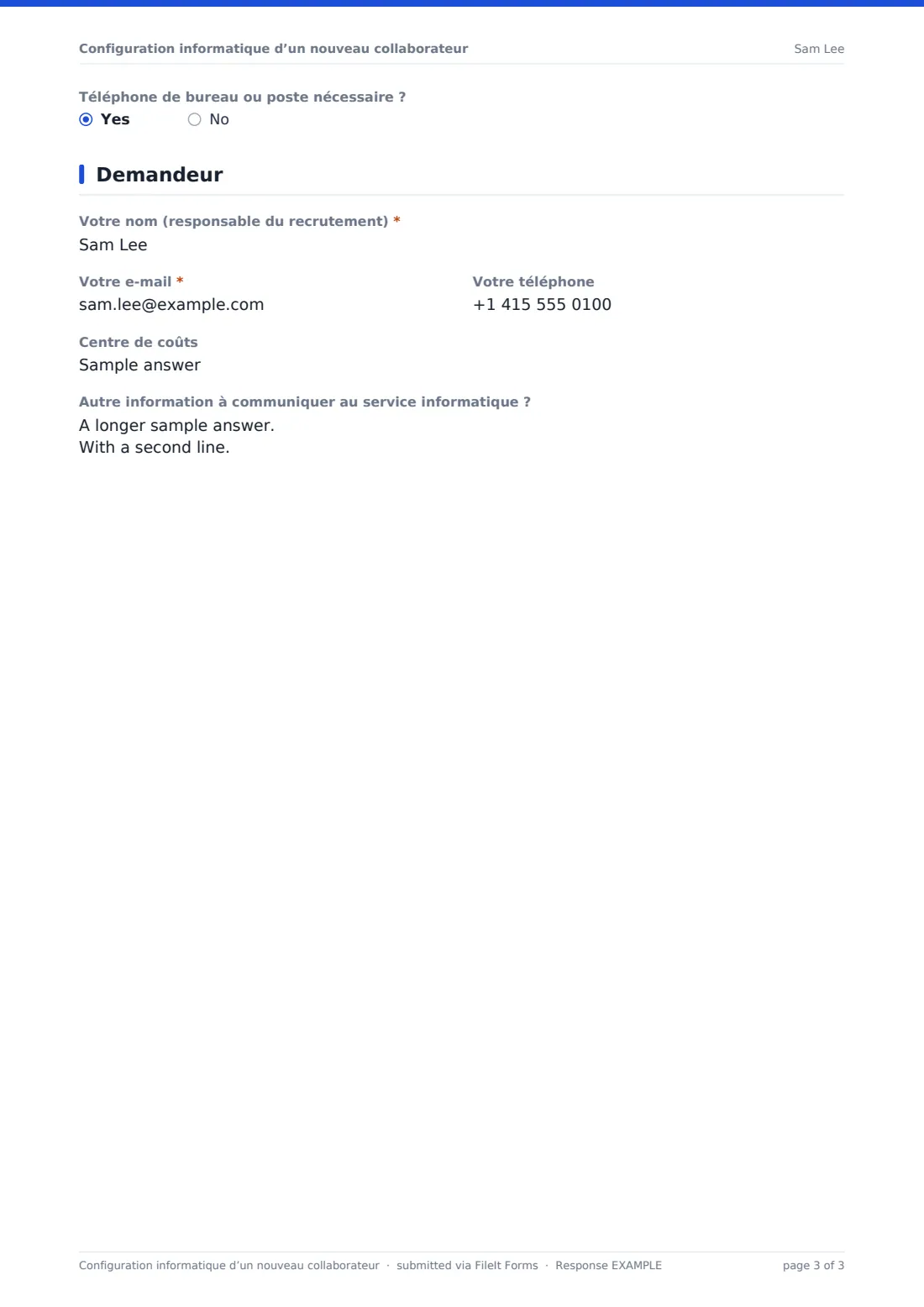 Configuration informatique d’un nouveau collaborateur — exemple de réponse au format PDF, page 3 sur 3