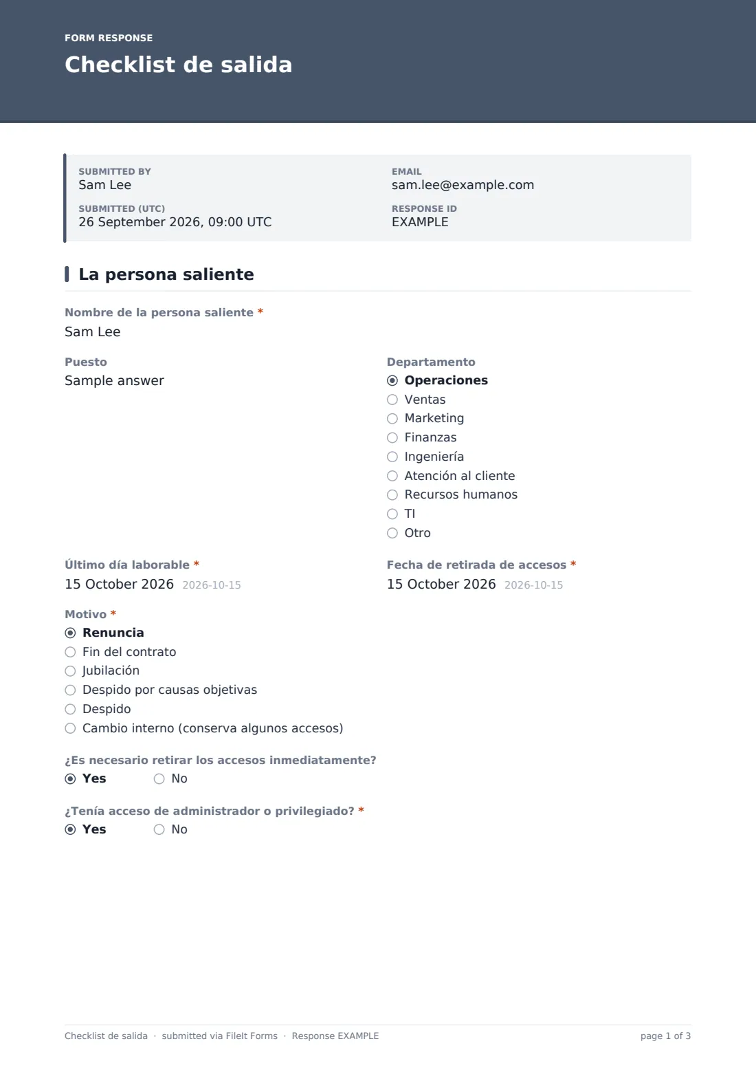 Checklist de salida — PDF de respuesta de ejemplo, página 1 de 3