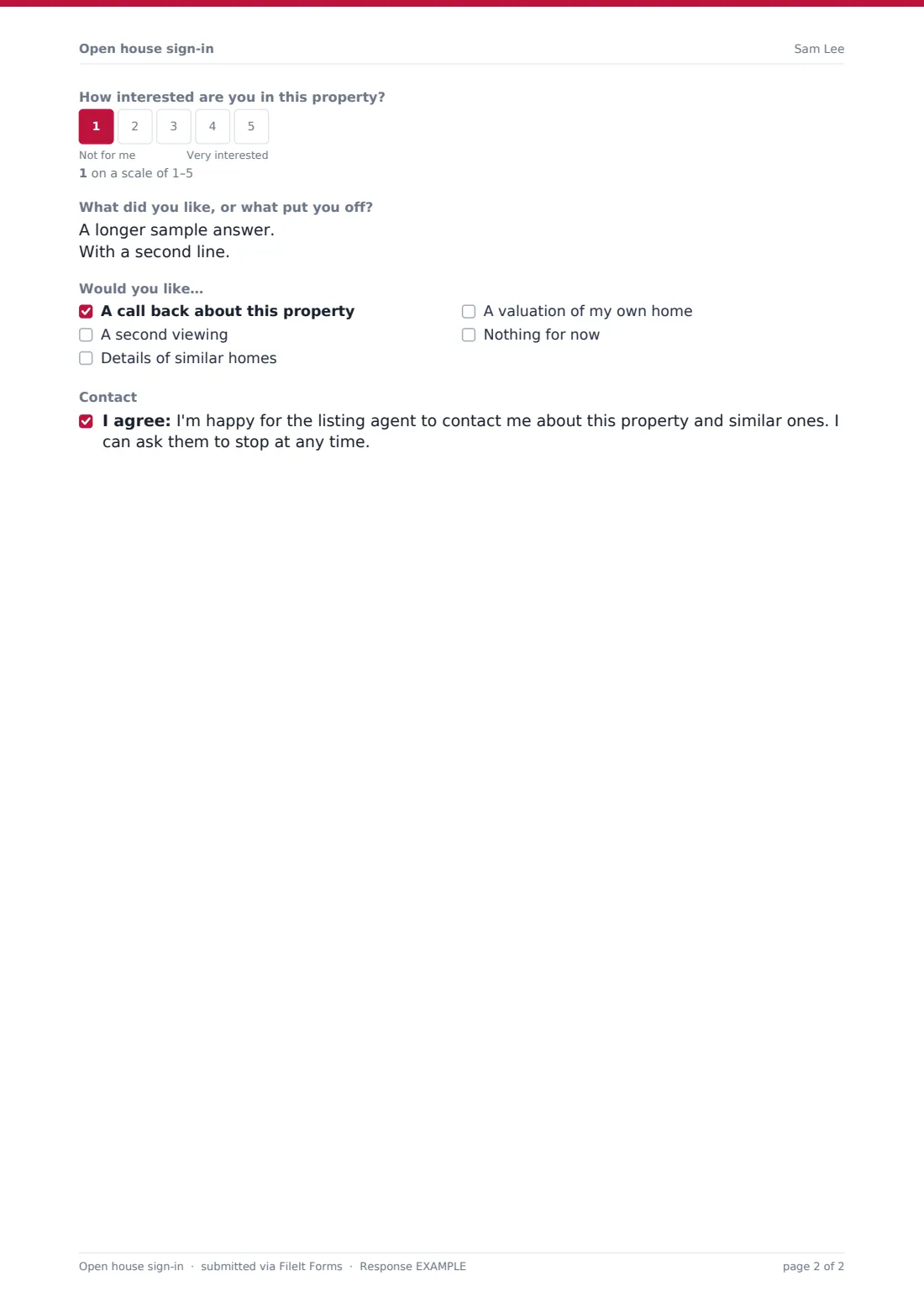 Open house sign-in — example response PDF, page 2 of 2