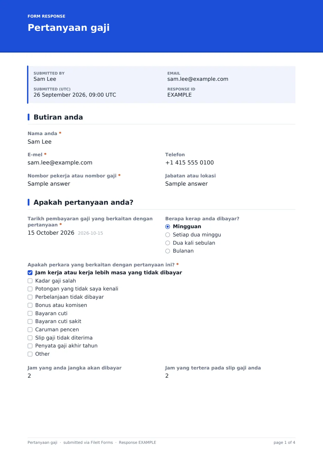 Pertanyaan gaji — PDF respons contoh, halaman 1 daripada 4