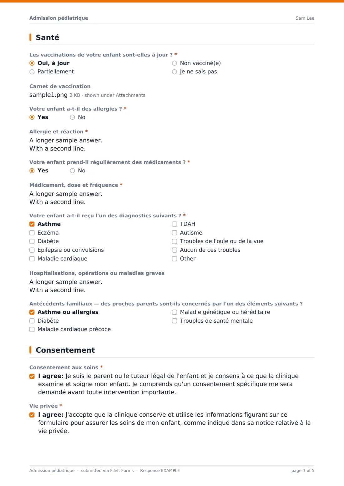Admission pédiatrique — exemple de réponse au format PDF, page 3 sur 5