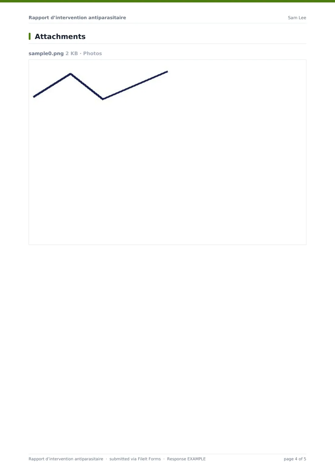 Rapport d’intervention antiparasitaire — exemple de réponse au format PDF, page 4 sur 5