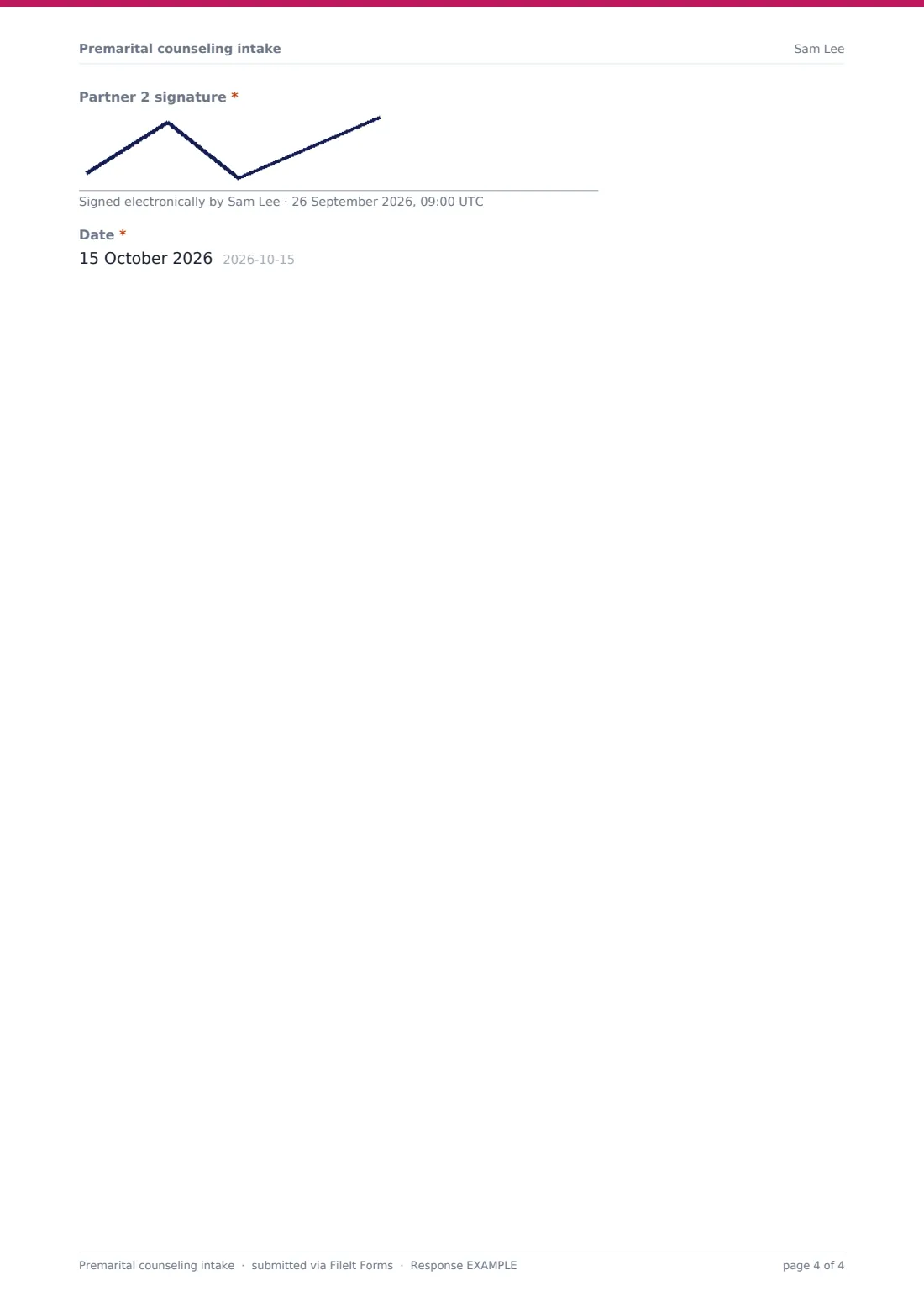 Premarital counseling intake — example response PDF, page 4 of 4