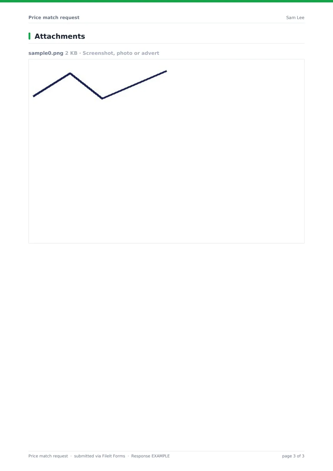 Price match request — example response PDF, page 3 of 3