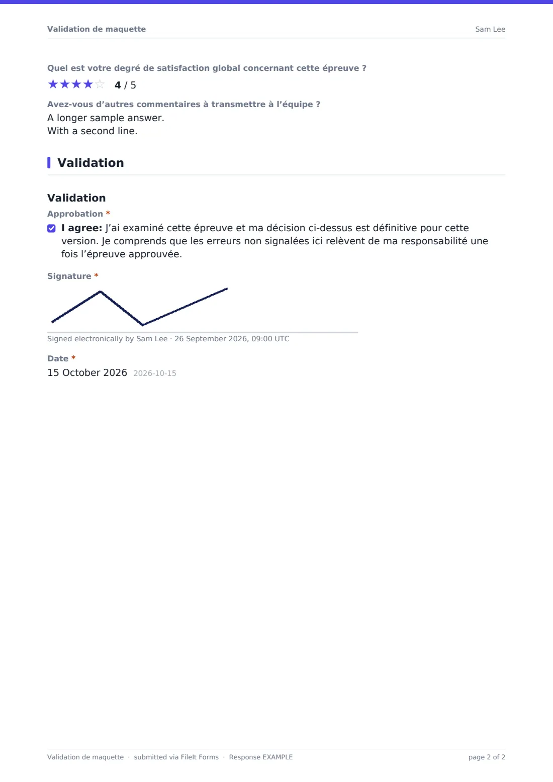 Validation de maquette — exemple de réponse au format PDF, page 2 sur 2