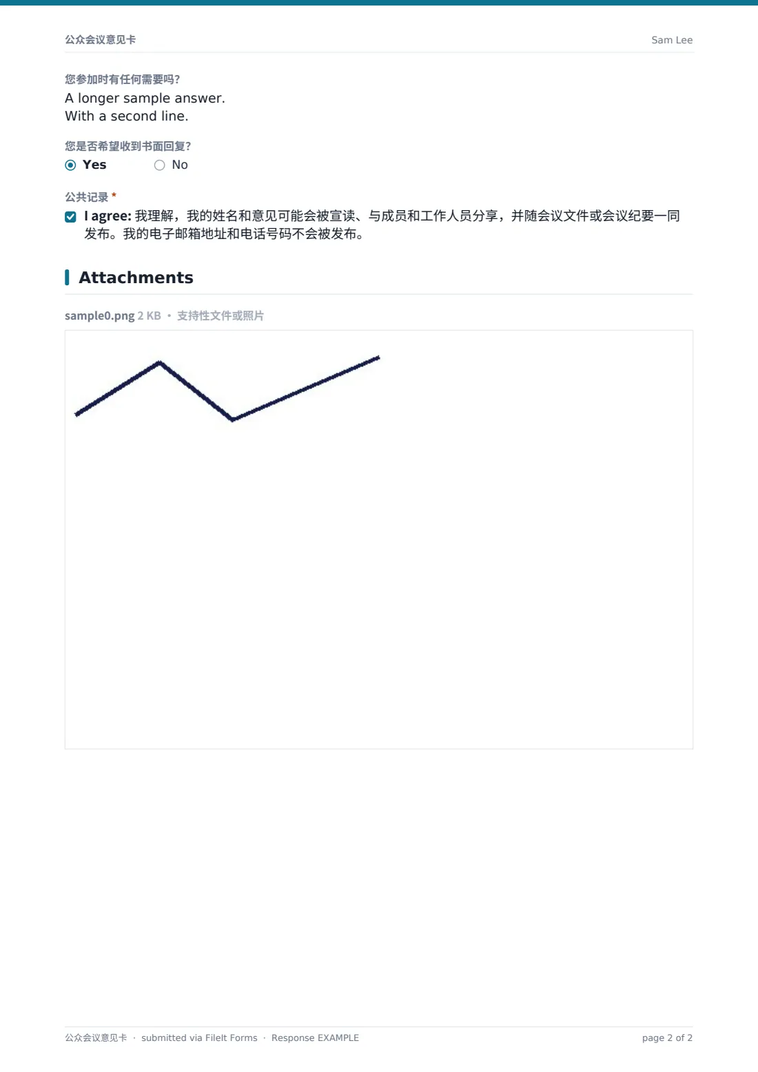 公众会议意见卡 — 示例回复 PDF，第 2 页，共 2 页