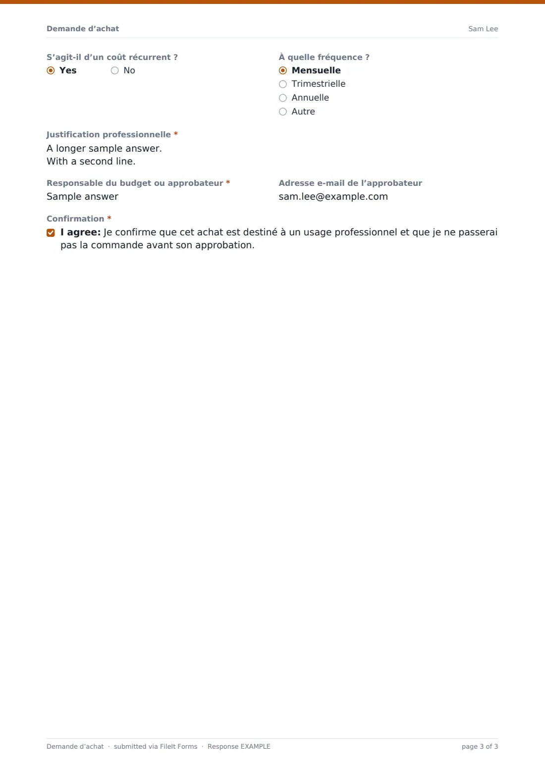 Demande d’achat — exemple de réponse au format PDF, page 3 sur 3