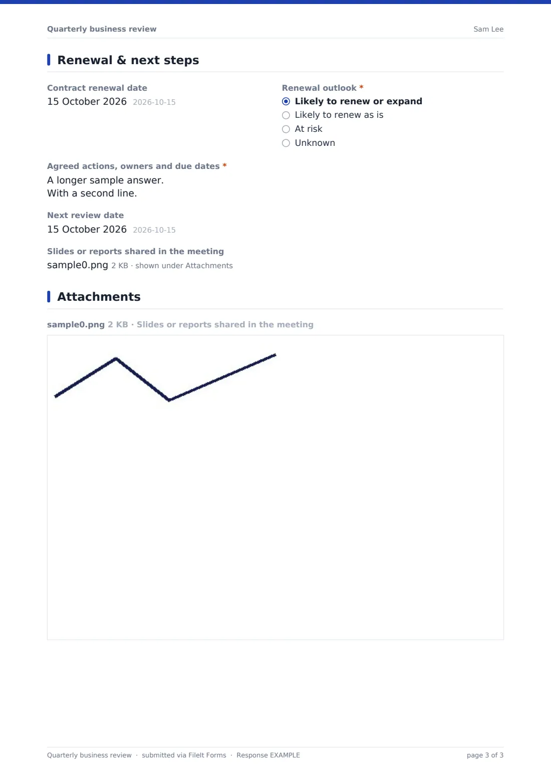 Quarterly business review — example response PDF, page 3 of 3
