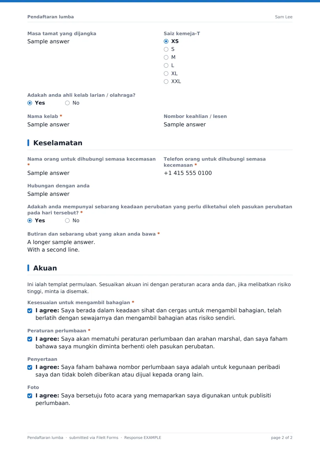 Pendaftaran lumba — PDF respons contoh, halaman 2 daripada 2