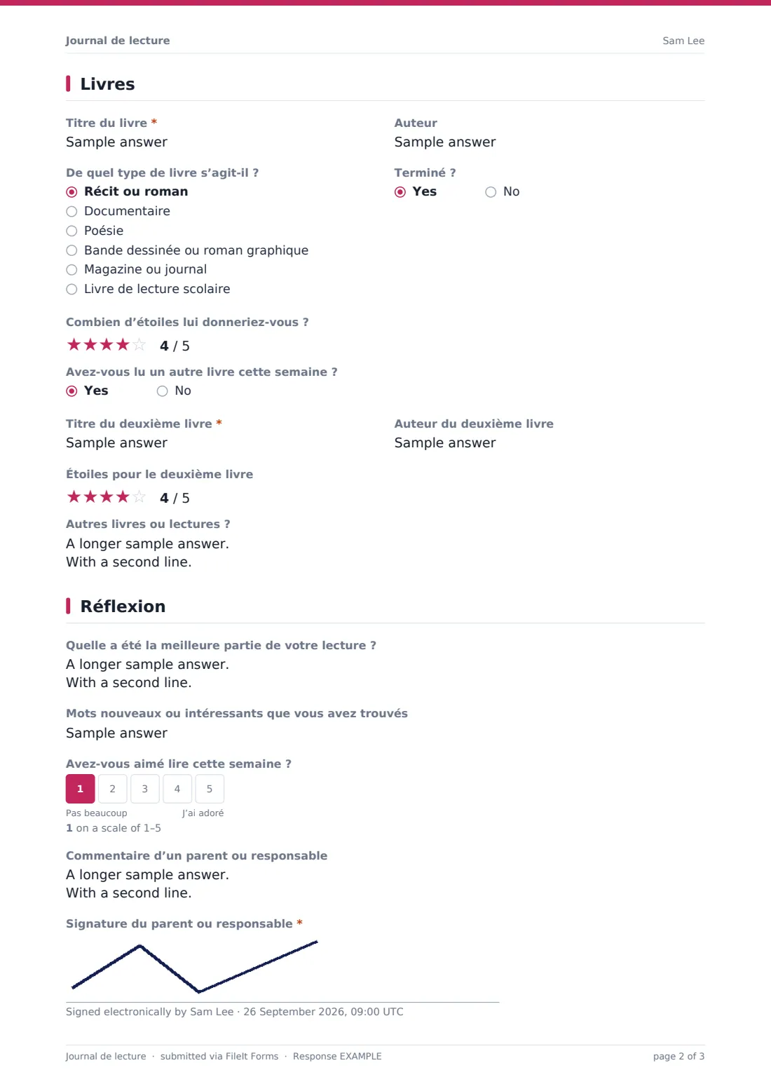 Journal de lecture — exemple de réponse au format PDF, page 2 sur 3