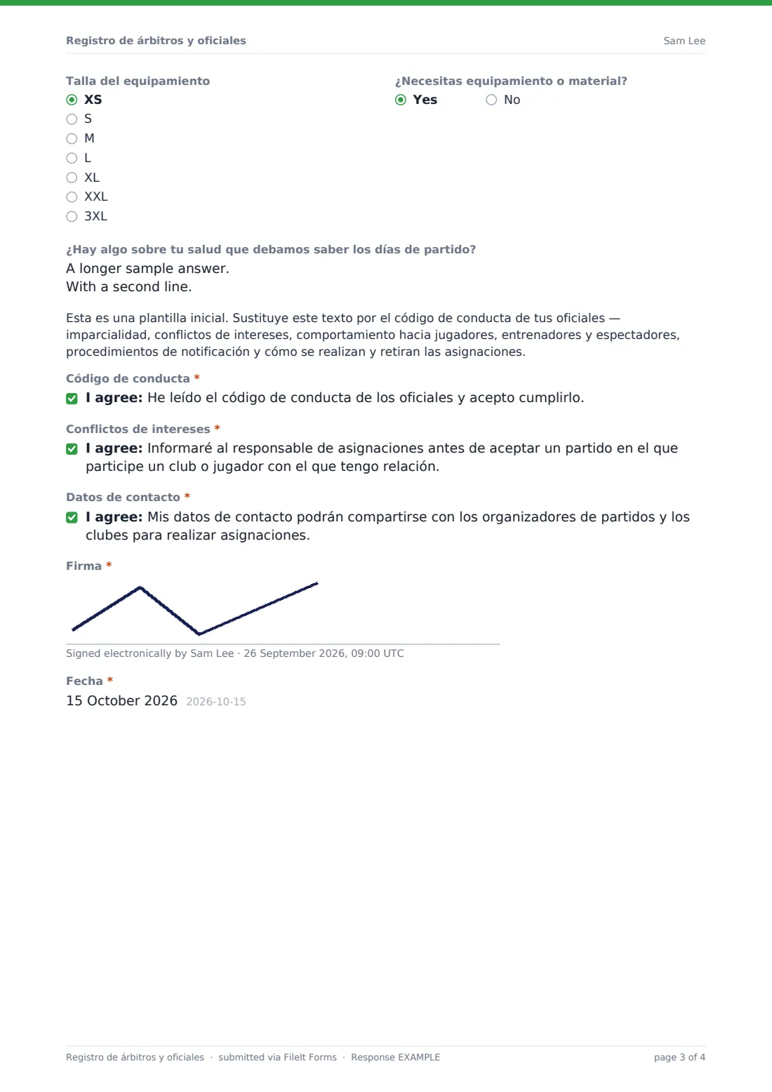 Registro de árbitros y oficiales — PDF de respuesta de ejemplo, página 3 de 4