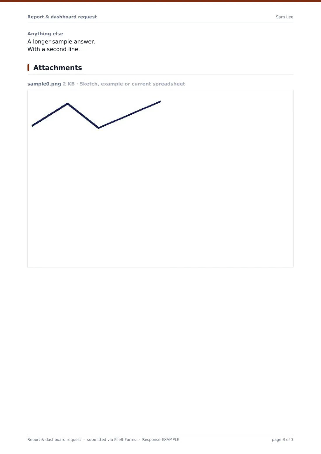 Report & dashboard request — example response PDF, page 3 of 3