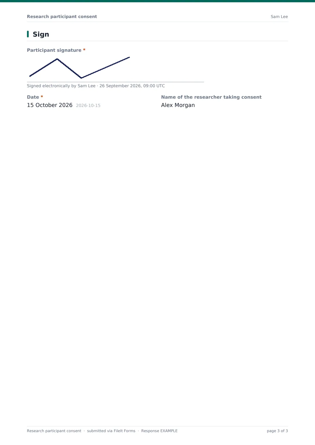 Research participant consent — example response PDF, page 3 of 3