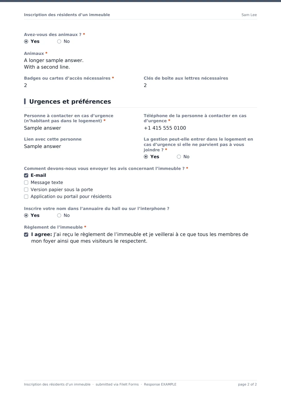 Inscription des résidents d’un immeuble — exemple de réponse au format PDF, page 2 sur 2