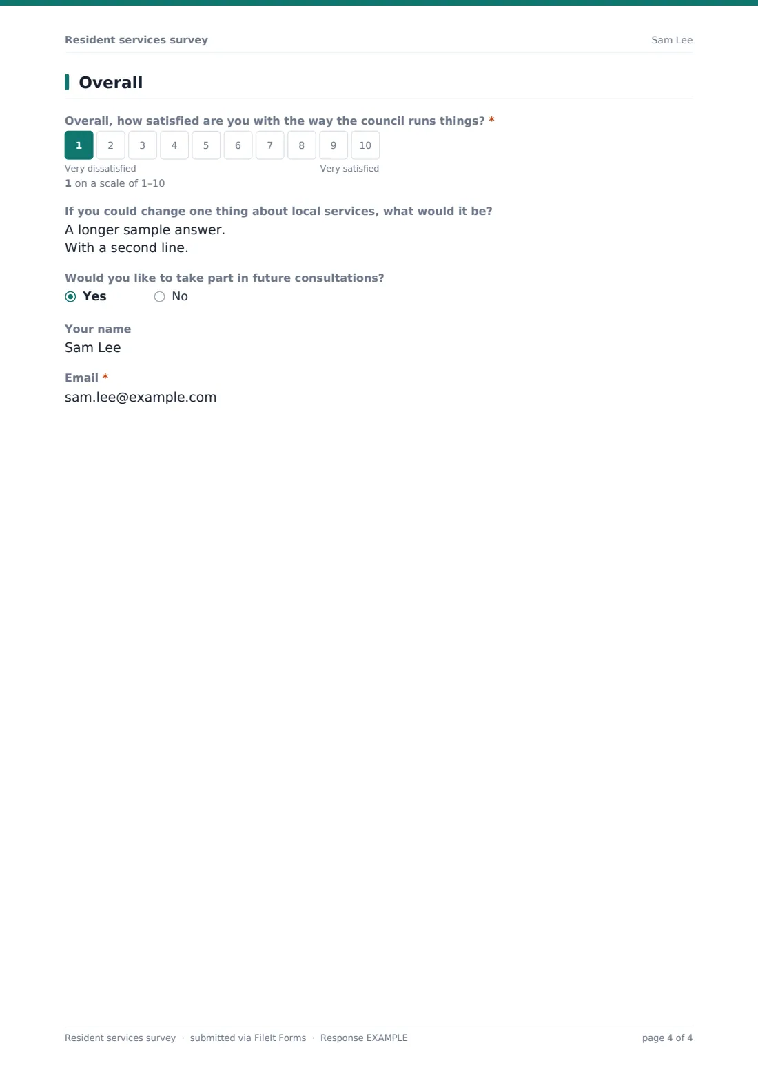 Resident services survey — example response PDF, page 4 of 4