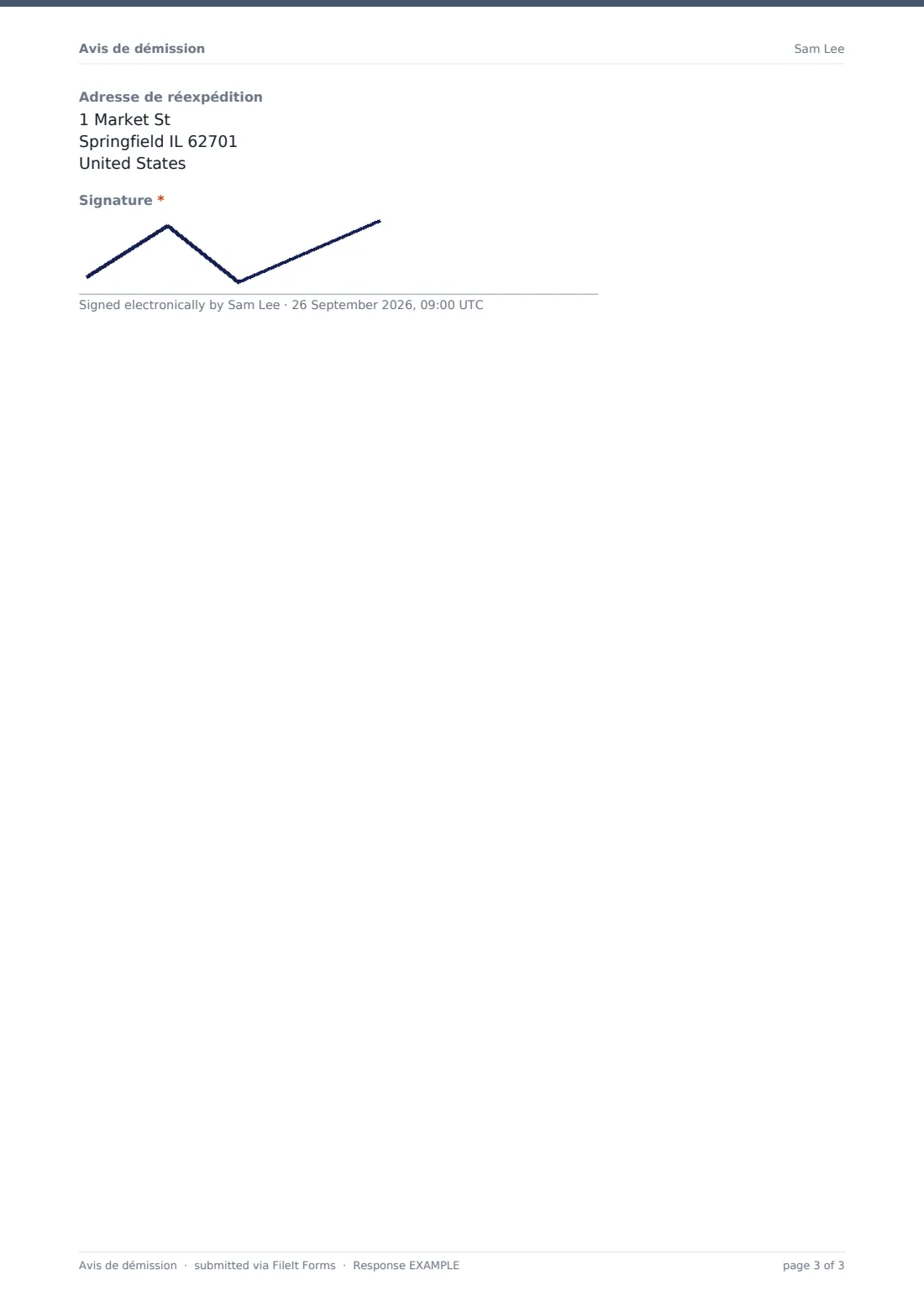Avis de démission — exemple de réponse au format PDF, page 3 sur 3