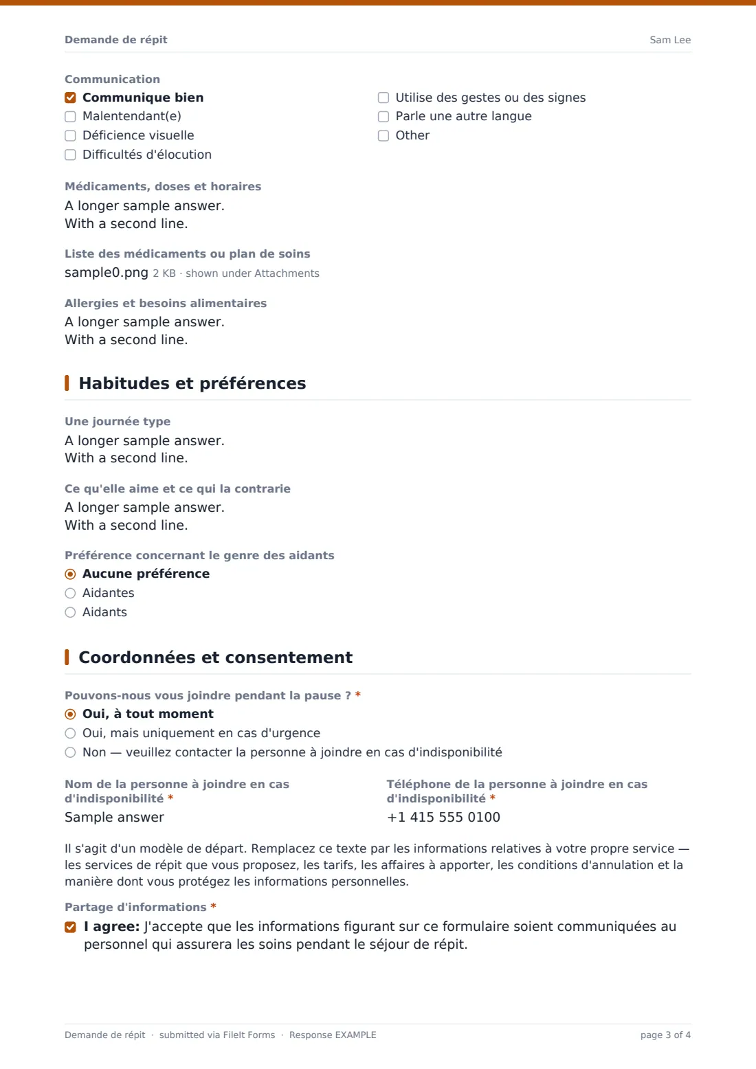 Demande de répit — exemple de réponse au format PDF, page 3 sur 4