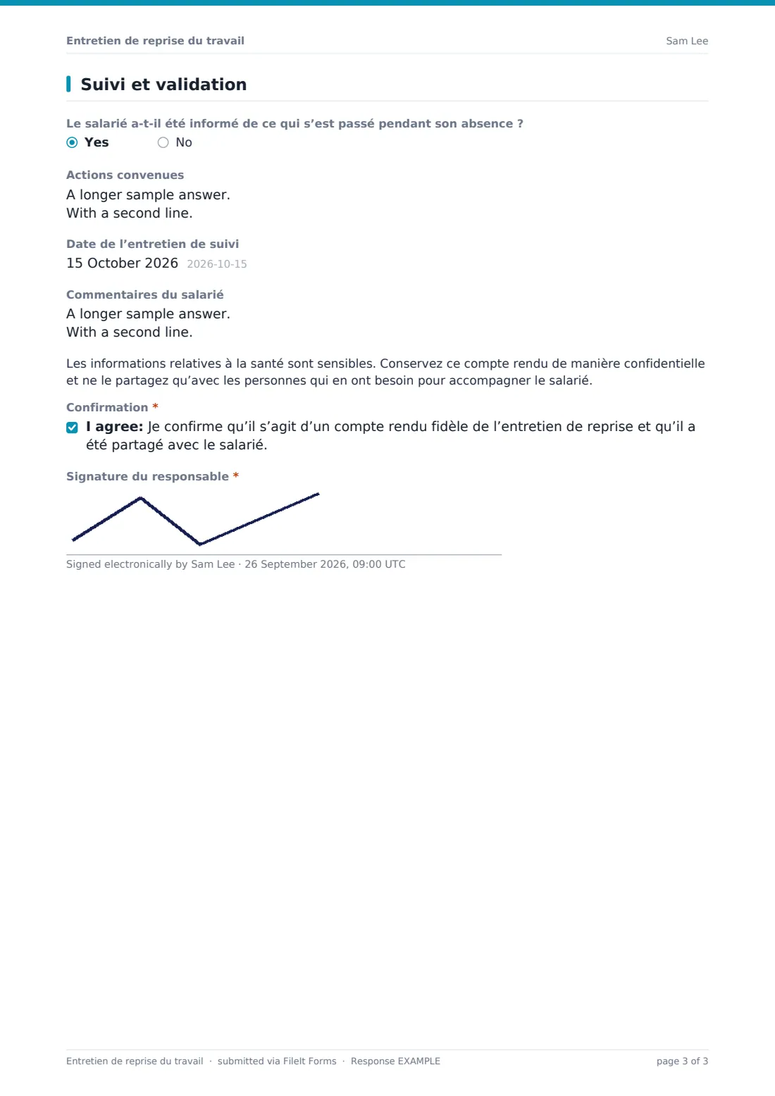 Entretien de reprise du travail — exemple de réponse au format PDF, page 3 sur 3