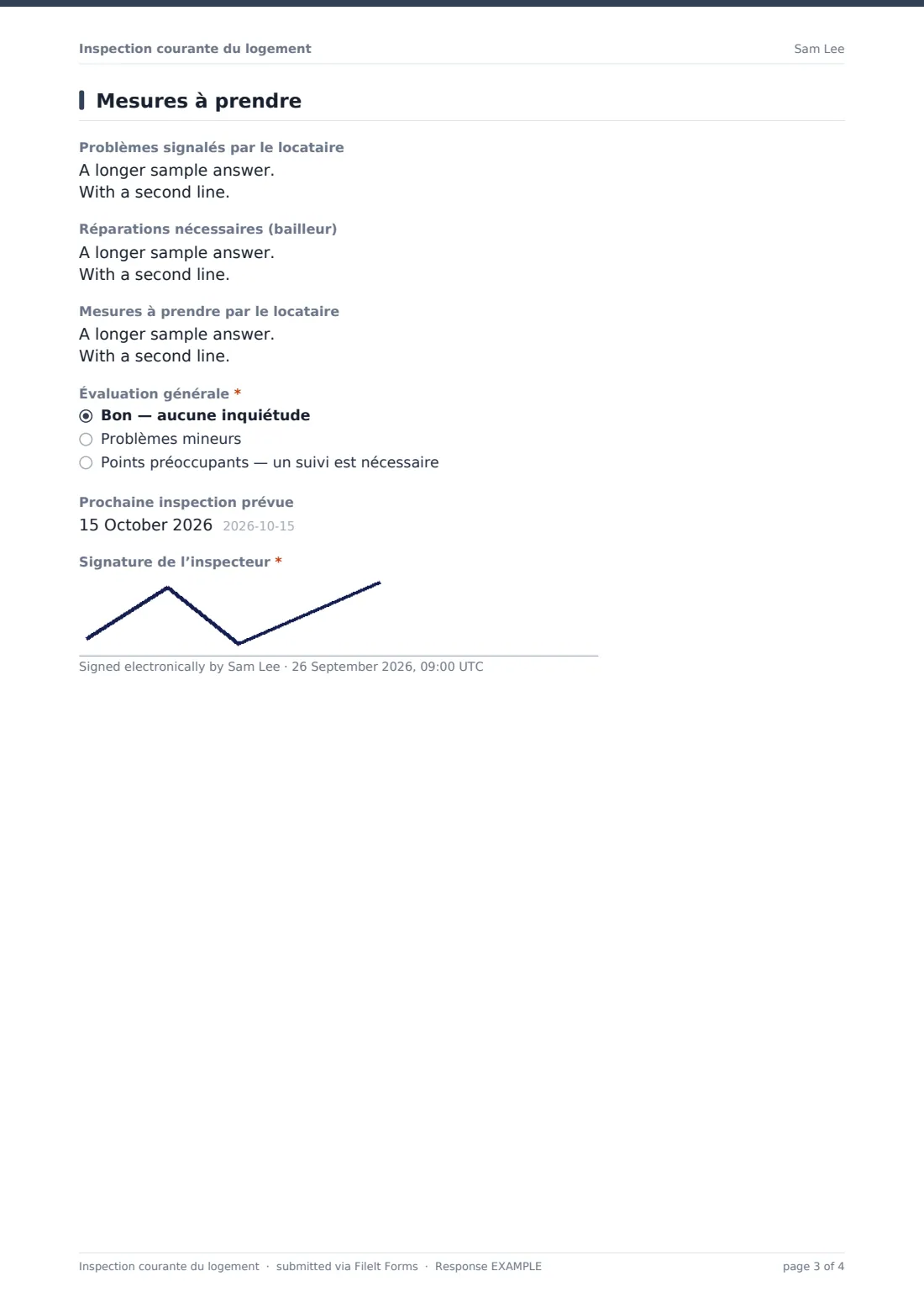 Inspection courante du logement — exemple de réponse au format PDF, page 3 sur 4
