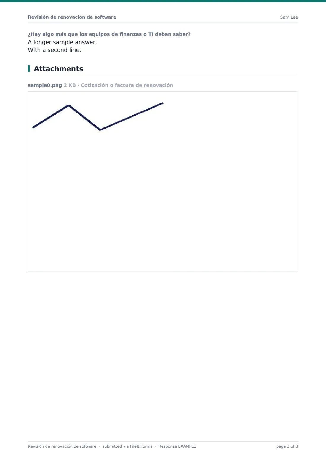 Revisión de renovación de software — PDF de respuesta de ejemplo, página 3 de 3