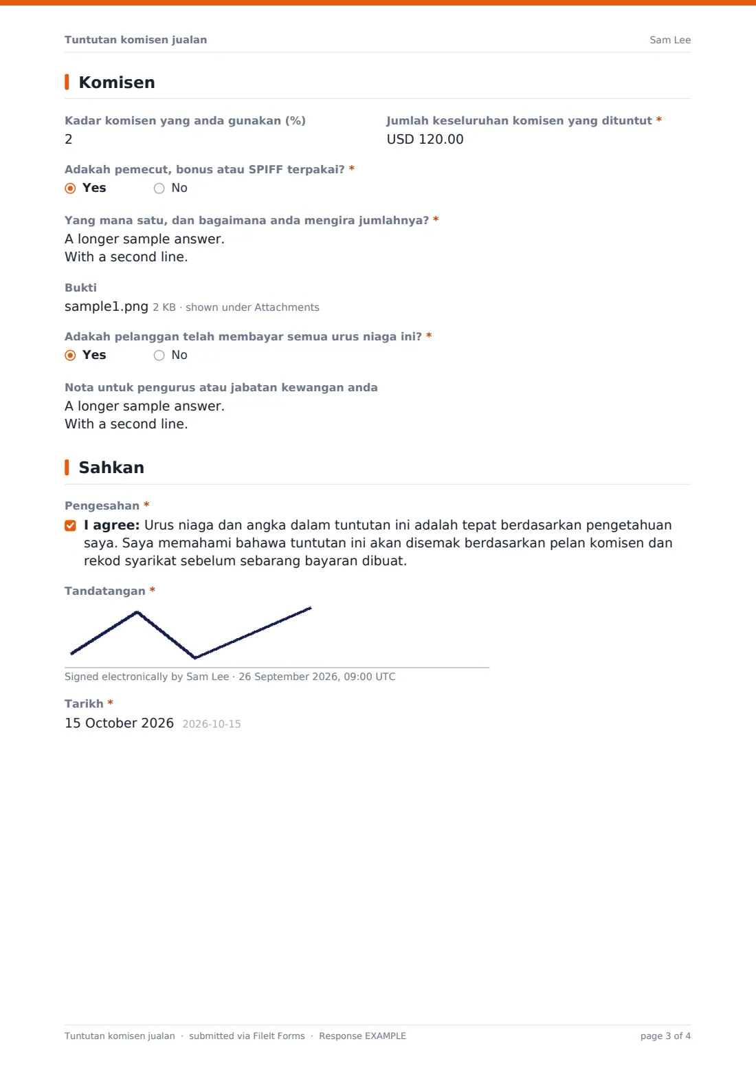 Tuntutan komisen jualan — PDF respons contoh, halaman 3 daripada 4