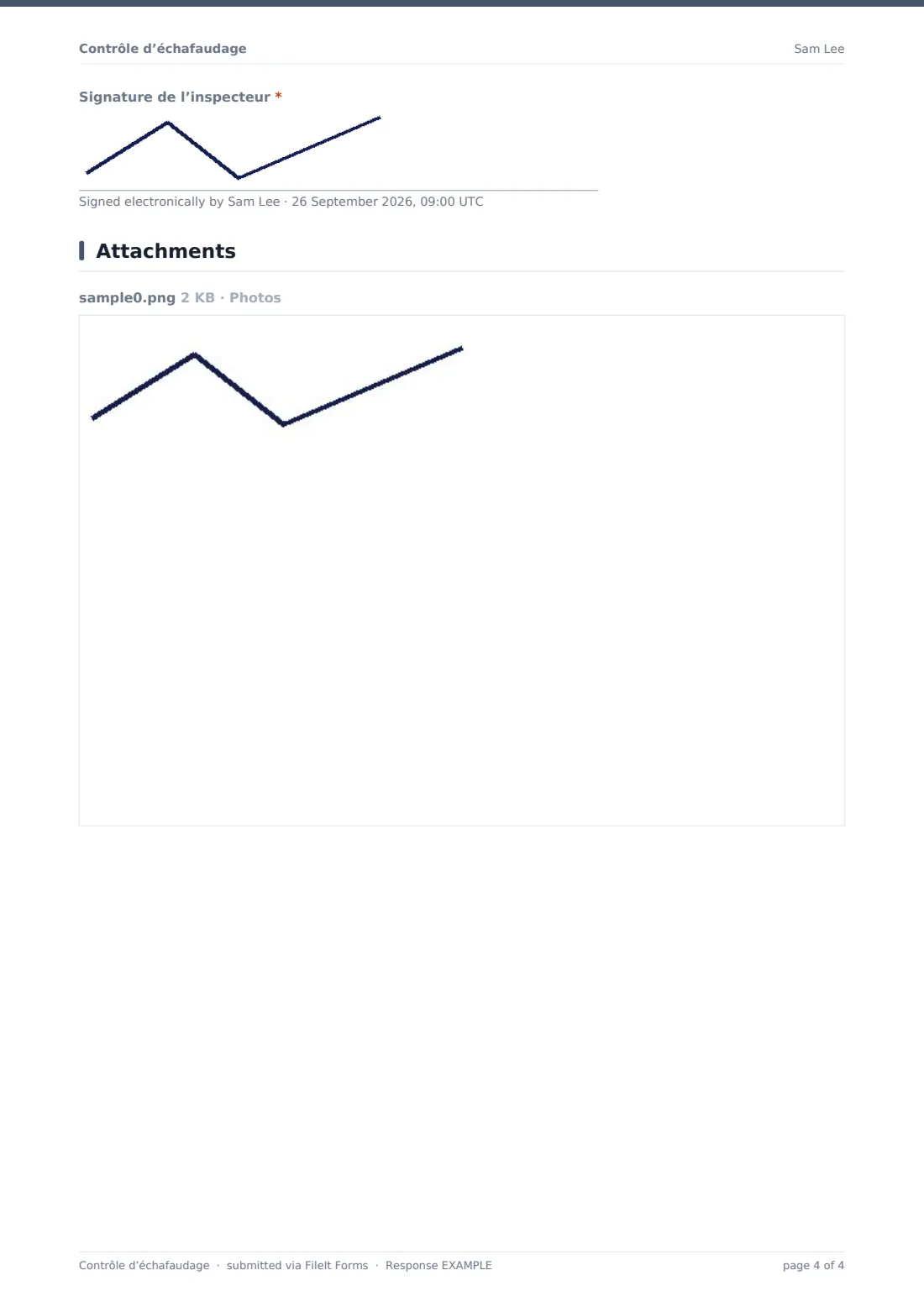 Contrôle d’échafaudage — exemple de réponse au format PDF, page 4 sur 4