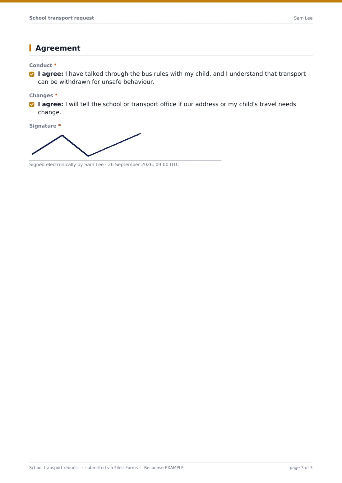 School transport request — example response PDF, page 3 of 3