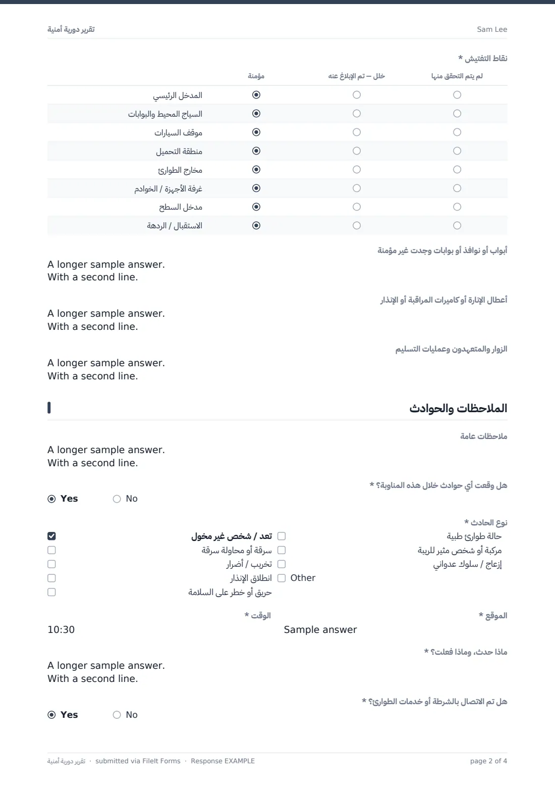 تقرير دورية أمنية — ملف PDF لرد نموذجي، الصفحة 2 من 4