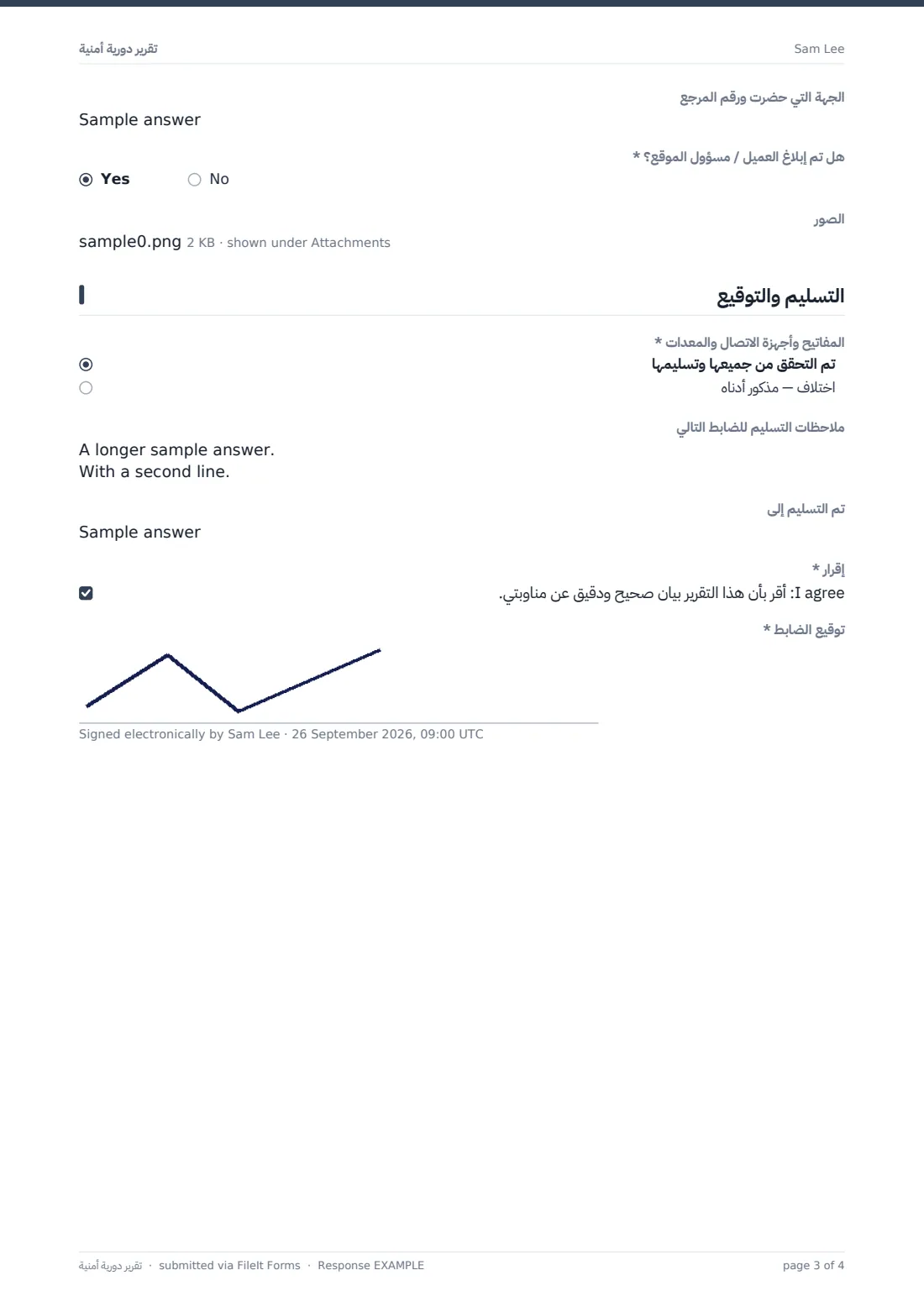 تقرير دورية أمنية — ملف PDF لرد نموذجي، الصفحة 3 من 4