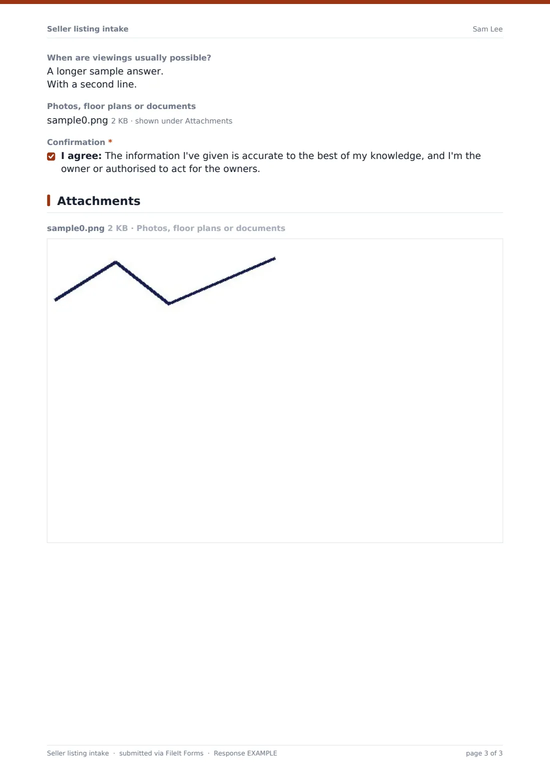 Seller listing intake — example response PDF, page 3 of 3