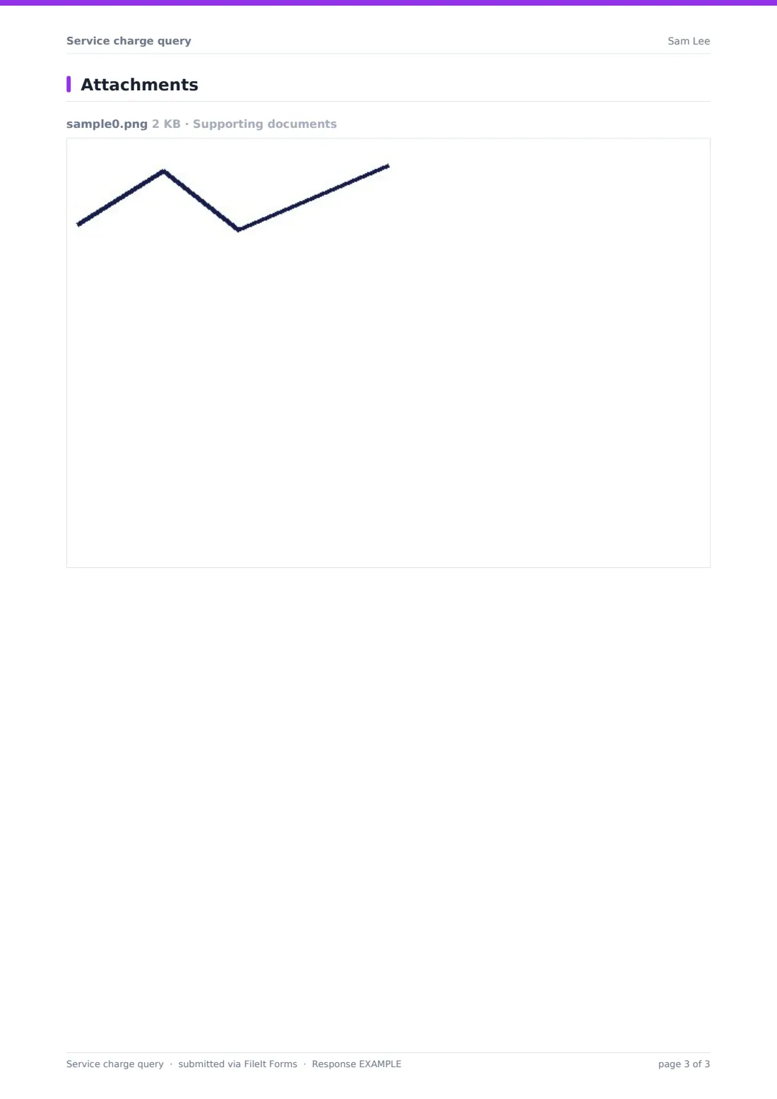 Service charge query — example response PDF, page 3 of 3