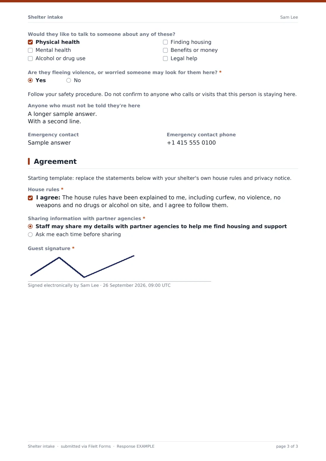 Shelter intake — example response PDF, page 3 of 3