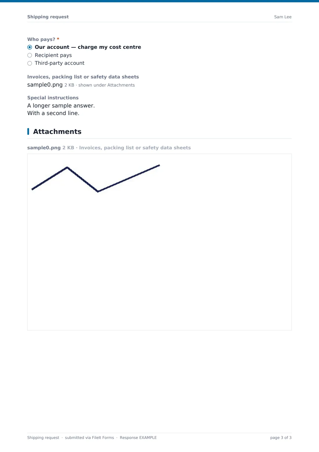 Shipping request — example response PDF, page 3 of 3