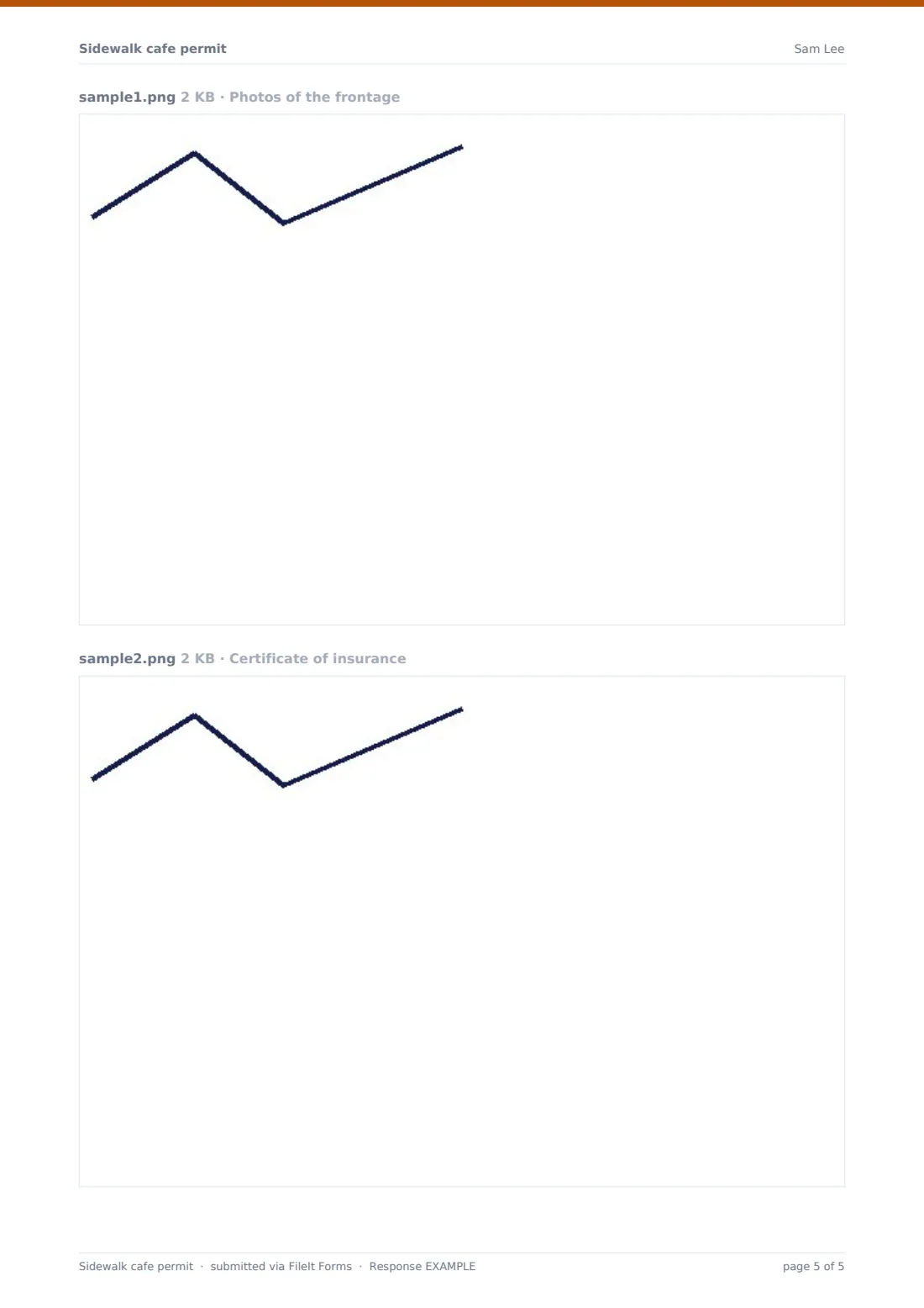 Sidewalk cafe permit — example response PDF, page 5 of 5