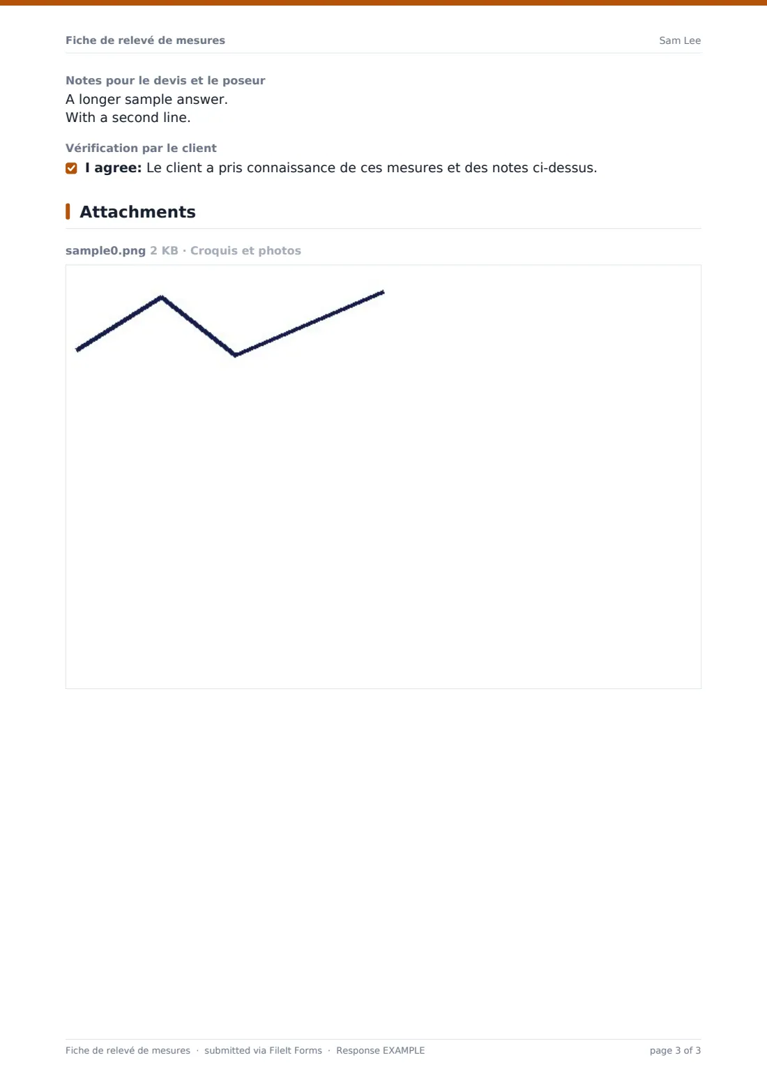Fiche de relevé de mesures — exemple de réponse au format PDF, page 3 sur 3