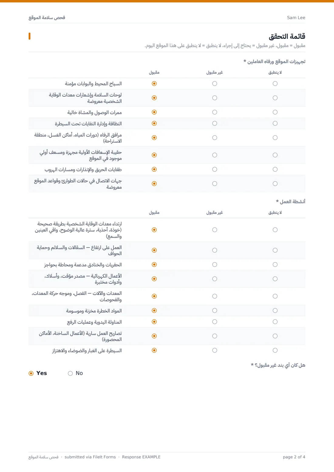 فحص سلامة الموقع — ملف PDF لرد نموذجي، الصفحة 2 من 4