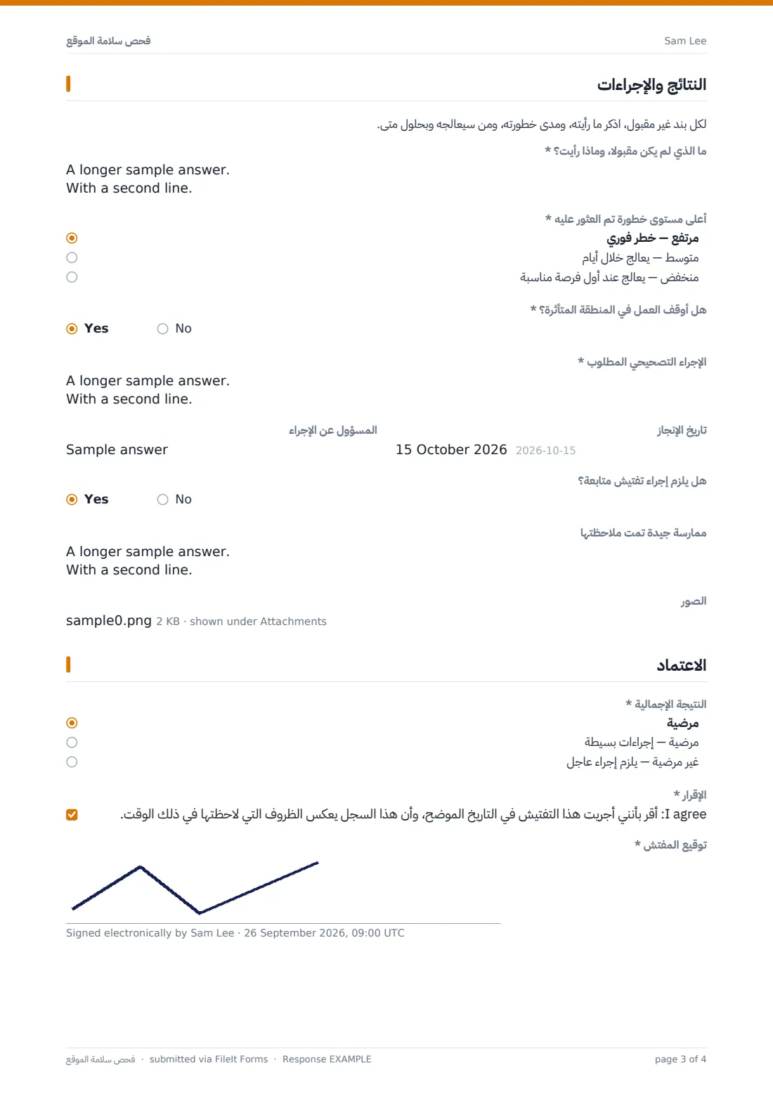 فحص سلامة الموقع — ملف PDF لرد نموذجي، الصفحة 3 من 4