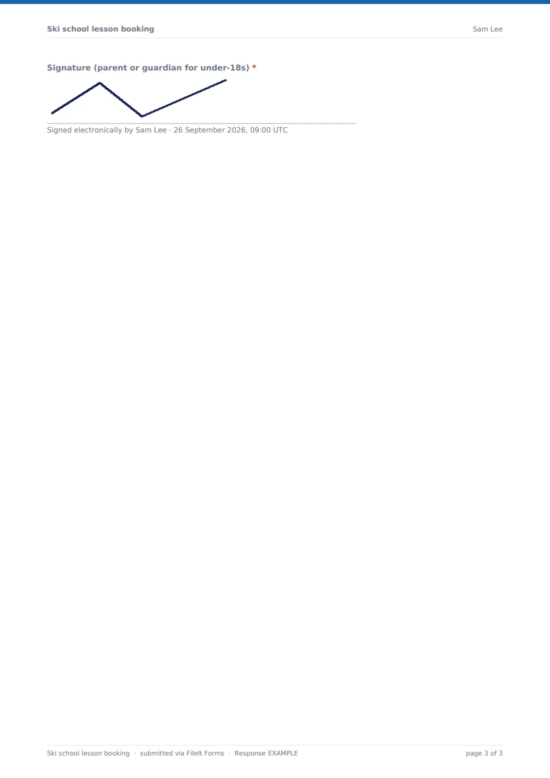 Ski school lesson booking — example response PDF, page 3 of 3